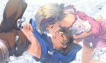  blonde_hair bubbles djeeta_(granblue_fantasy) gran_(granblue_fantasy) granblue_fantasy headband male naruse_hirofumi short_hair shorts underwater water 