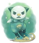  bubble creature fangs frown full_body gen_5_pokemon no_humans oshawott pokemon pokemon_(creature) sand solo swimming twarda8 underwater watermark web_address 