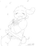  2017 asriel_dreemurr clothing flower halu_1129 male open_mouth petals plant simple_background smile solo tears undertale video_games white_background 