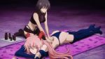  2girls animated ass black_hair curvy dakki eyes_closed female hakyuu_houshin_engi horns houshin_engi long_hair massage multiple_girls ou_kijin pink_hair short_hair so_dakki 