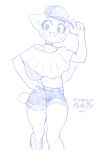  2018 4_fingers alternate_costume anthro cartoon_network cat cerebropodrido choker clothing eyelashes feline female hand_on_hip hat looking_at_viewer mammal mature_female midriff monochrome navel nicole_watterson open_mouth pose shorts simple_background smile solo standing the_amazing_world_of_gumball tight_gap whiskers 