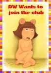  aardvark arthur_(series) comic covering cub d.w._reed embarrassed female flat_chested hair launny mammal nude open_mouth pussy solo text young 