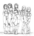  absurdres bdsm bondage boots bound bound_together breasts chen_zi collar crotch_rope greyscale highres monochrome multiple_girls original restrained shibari sketch 