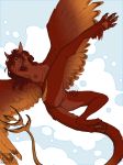 2018 anthro araivis-edelveys areola avelos breasts digital_media_(artwork) dragon feathered_dragon feathered_wings feathers female fur furred_dragon hair ista nipples nude pussy smile solo tongue wings 