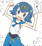  blue_eyes blue_hair commentary_request dress hairband ixy open_mouth pokemon pokemon_(game) pokemon_sm sailor_collar shirt short_hair simple_background sleeveless sleeveless_shirt solo suiren_(pokemon) swimsuit swimsuit_under_clothes translation_request trial_captain white_background white_shirt 