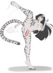  2018 anthro balls breasts butt dickgirl digital_media_(artwork) fangs feline flaccid fur green_eyes hair intersex kick kittydee leopard looking_at_viewer mammal nipples nude open_mouth penis perineum presenting presenting_hindquarters raised_tail sabertooth_(feature) simple_background smile solo tiger white_tiger 