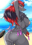 1girl aftersex ass blue_eyes breasts cum from_behind furry megane_inu nipples penis pokemon pussy tongue tongue_out uncensored zoroark 