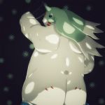  anthro big_butt butt clothed clothing digimon eye_contact gargomon huge_butt long_ears looking_at_viewer looking_back male nude overweight pants_down partially_clothed presenting presenting_hindquarters smile video_games 
