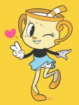  &lt;3 2018 4_fingers animate_inanimate beauty_mark clothing cuphead_(game) digital_media_(artwork) female gloves humanoid jobbythehong looking_at_viewer ms._chalice object_head one_eye_closed pose raised_leg simple_background smile solo standing v_sign wink 