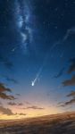  cloud highres meteor milky_way night night_sky no_humans original outdoors scenery shooting_star sky star_(sky) starry_sky sunrise 