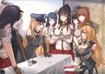  akagi_(kantai_collection) akizuki_(kantai_collection) antiqq arms_under_breasts bare_shoulders bismarck_(kantai_collection) black_hair blonde_hair blue_eyes breast_hold breasts brown_eyes brown_gloves brown_hair crossed_arms detached_sleeves dress food food_on_face front-tie_top g7_summit gloves graf_zeppelin_(kantai_collection) hair_between_eyes hairband hakama haruna_(kantai_collection) hat headgear huge_breasts iowa_(kantai_collection) japanese_clothes kantai_collection large_breasts long_hair long_sleeves military military_hat military_uniform multiple_girls nontraditional_miko open_mouth parody partly_fingerless_gloves peaked_cap pleated_skirt ponytail prinz_eugen_(kantai_collection) pudding real_life red_hakama red_skirt saratoga_(kantai_collection) short_hair short_sleeves skirt smile star star-shaped_pupils symbol-shaped_pupils tasuki tears thighhighs uniform white_dress yamato_(kantai_collection) yugake z_flag 