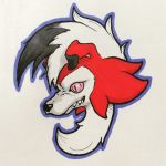  2017 ambiguous_form ambiguous_gender black_hair black_nose canine cheek_tuft countershade_face countershading dipstick_ears evil_grin floppy_ears fluffy fur hair hatching_(technique) headshot_portrait hi_res icon lycanroc mammal marker_(artwork) mfanjul midnight_lycanroc mixed_media mohawk multicolored_fur multicolored_hair neck_tuft nintendo no_sclera outline pen_(artwork) pink_eyes pok&eacute;mon pok&eacute;mon_(species) portrait red_fur shadow sharp_teeth side_view simple_background slit_pupils smile snout solo spikes teeth traditional_media_(artwork) tuft two_tone_fur two_tone_hair video_games white_background white_countershading white_fur white_hair 
