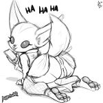  2018 3_toes aer0_zer0 aggressive_retsuko anthro anus butt canine clothing female fennec fenneko fox hi_res mammal monochrome open_mouth pussy simple_background solo toes 