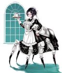  1girl akegata_tobari black_hair dress female maid maid_apron monster_girl original solo spider_girl 