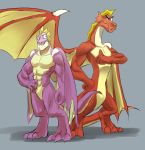  abs anthro dragon duo friendship_is_magic garble_(mlp) male muscular my_little_pony smilingdogz spike_(mlp) wings 