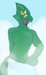  2017 anthro chameleon leon_powalski lizard looking_at_viewer male naked_towel navel nintendo open_mouth pose reptile scalie schlurpin solo star_fox steam toony towel video_games 