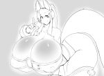  2017 5_fingers animal_humanoid ber00 big_breasts bracelet breasts canine cleavage clothed clothing digital_media_(artwork) eyebrows_visible_through_hair female fingerless_gloves fur gloves hair hi_res huge_breasts humanoid hyper hyper_breasts jewelry legwear liru looking_away mammal monochrome panties renkin_3-kyuu_magical?_pokahn simple_background skimpy smile solo standing thick_thighs thigh_highs underwear v_sign voluptuous were werewolf whiskers white_background wide_hips wolf wolf_humanoid 
