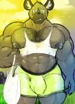  aggressive_retsuko anthro big_nipples bulge haida huge_muscles hyena male mammal muscular nipples solo werepyre-warrior 