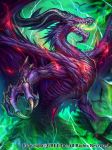  bird chinese_commentary claws commentary_request dragon glowing glowing_eyes green highres lightning monster no_humans official_art open_mouth outdoors seisen_cerberus watermark z.dk 