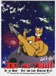  2018 arwing boots bulge butt canine clothing footwear fox fox_mccloud grinn3r laser_gun lounging mammal nintendo nintendo_switch pinup pose ranged_weapon scarf space star star_fox thong video_games war_poster weapon 