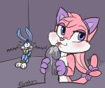  2017 animated ankles_tied anthro babs_bunny blue_eyes blue_fur blush bound bow_ribbon buster_bunny cloth_gag clothing cuckold fake_cat_ears fake_ears female fur furnut gag gagged gloves hands_tied lagomorph licking looking_at_viewer male mammal motion_lines multicolored_fur oral penis penis_lick pink_fur pink_nose precum rabbit sex shocked signature simple_background smile tailwag tiny_toon_adventures tongue tongue_out two_tone_fur warner_brothers white_fur 