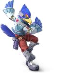  alpha_channel anthro avian beak bird blue_eyes clothed clothing falco_lombardi falcon feathers footwear gun looking_at_viewer male nintendo official_art pants portrait pose ranged_weapon shirt shoes simple_background solo star_fox super_smash_bros super_smash_bros._ultimate transparent_background unknown_artist video_games weapon wings 