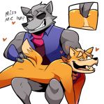  &lt;3 anal anal_fingering balls butt canine elfein english_text eye_patch eyewear fangs fingering fox fox_mccloud grin looking_pleasured male male/male mammal muscular muscular_male nintendo smile smug star_fox text video_games wolf wolf_o&#039;donnell 