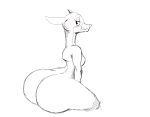  antelope anthro big_butt blush bubble_butt butt butt_focus female gazelle king_of_fools looking_back mammal nude pencil_(artwork) rear_view simple_background solo tail_tuft traditional_media_(artwork) tuft 