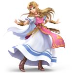  3d absurdres blonde_hair blue_eyes bracer circlet dress eyelashes full_body high_heels highres huge_filesize jewelry long_hair looking_to_the_side official_art pointy_ears princess_zelda shoulder_armor smile solo standing super_smash_bros. super_smash_bros._ultimate the_legend_of_zelda the_legend_of_zelda:_a_link_between_worlds toeless_legwear toes transparent_background 