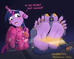  2018 5_fingers 5_toes anthro anthrofied bdsm blush bondage bound caroo clothing dialogue earplugs english_text equine feet fingers foot_fetish friendship_is_magic helpless horn humanoid_feet humanoid_hands mammal my_little_pony ring skinsuit story story_in_description text tight_clothing toe_ring toes twilight_sparkle_(mlp) winged_unicorn wings 