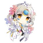  bangs blush chibi code:_empress_(elsword) crown elsword eve_(elsword) facial_mark hair_ornament pinb skirt solo 