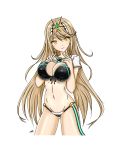  1girl bikini blonde_hair breasts cleavage hikari_(xenoblade_2) labia large_breasts long_hair looking_at_viewer navel nintendo smile solo standing xenoblade xenoblade_2 yellow_eyes 