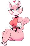  &lt;3 2018 anthro belt big_breasts breasts cat clothed clothing dbaru dress eyelashes feline female fully_clothed fur half-closed_eyes looking_at_viewer mammal navel panties panty_pull pink_fur raised_clothing raised_dress shima_luan simple_background sitting smile solo super_planet_dolan underwear white_background 