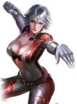  1girl bra breasts brown_eyes christie_(doa) cleavage dead_or_alive large_breasts short_hair silver_hair solo 