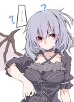  ? absurdres bat_wings breasts choker closed_mouth collarbone commentary_request cross-laced_clothes highres lavender_hair older red_eyes remilia_scarlet sakakiba_misogi short_sleeves simple_background solo touhou upper_body white_background wings 