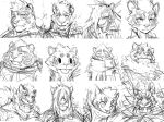  2018 feline female grin jacketbear male mammal nekojishi open_mouth simple_background sketch smile tiger tongue tongue_out white_background 