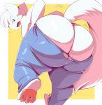  2018 angry artie big_butt blue_eyes butt canine clothed clothing feet fox fur hindpaw huge_butt looking_back male mammal open_mouth pants pawpads paws sweat thick_thighs toes topless torn_clothing trinity-fate62 wardrobe_malfunction white_fur 