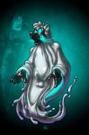  2016 agent_(artist) erection gas_mask ghost glowing glowing_eyes halloween holidays liquid_latex male mammal mask rubber skunk solo spirit transformation 