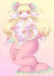 1girl artist_request blonde_hair breasts dog furry long_hair multiple_nipples red_eyes solo 