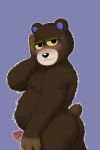  animal_crossing bear blush brown_fur erection fur grizzly_(animal_crossing) male mammal naughtycactus nintendo penis pinup pose simple_background slightly_chubby solo video_games 