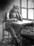  anthro bear beard clothed clothing conditional_dnp earth_realm_protection_unit facial_hair hair ignatiy_aleksandrovich_kondratiev male mammal monochrome muscular muscular_male ratte scar solo table tank_top_shirt white_oyster window 