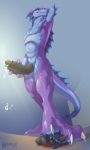  2017 4_toes anthro aquatic_dragon claws digital_media_(artwork) dragon erection feet foot_focus lying male nude paws penis pinned ribbed_penis scalie simple_background smile standing_on talan_(talan_strider) tenaflux toe_claws toes 