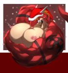  bastroceive blonde_hair christmas countershading delga dragon hair hat holidays lactating male_lactation milk nipples pec_milking pink_nipples projectile_lactation red_skin santa_hat solo tan_skin 