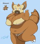  2018 anthro belly bibarel big_belly big_breasts big_butt breasts butt cosmicscourge fak&eacute;mon female freckles huge_breasts hybrid looking_at_viewer nidoqueen nintendo nude overweight overweight_female pok&eacute;mon pok&eacute;mon_(species) pok&eacute;mon_fusion short_stack simple_background smile solo thick_thighs video_games wide_hips 