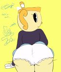  2018 big_butt bloomers butt clothed clothing cosmicscourge cuphead_(game) female humanoid looking_at_viewer ms._chalice not_furry object_head panties presenting rear_view simple_background underwear voluptuous 
