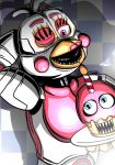  2018 absurd_res animatronic avian beak bird chicken digital_media_(artwork) five_nights_at_freddy&#039;s freddy_fazbear&#039;s_pizzeria_simulator funtime_chica_(fnaf) funtime_cupcake_(fnaf) hi_res machine mammal robot shu_20625 simple_background video_games 