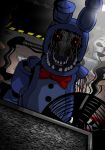  2018 absurd_res animatronic bow_tie digital_media_(artwork) five_nights_at_freddy&#039;s five_nights_at_freddy&#039;s_2 glowing glowing_eyes hi_res lagomorph machine mammal rabbit robot shu_20625 simple_background video_games withered_bonnie_(fnaf) 