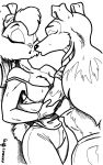  1999 anthro breasts canine cleavage clothed clothing colleen collie dog duo eyes_closed fatalis_(artist) female female/female kissing lagomorph lola_bunny looney_tunes mammal nipple_bulge rabbit road_rovers warner_brothers 