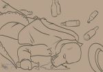  alcohol alligator anthro beer beverage bottle clothed clothing cregon crocodile crocodilian drooling drunk fedora fully_clothed hat lying philfox reptile saliva scalie solo unconscious 