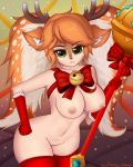  anxiety-chan breasts cervine female humanoid jingle_bell league_of_legends mammal mostly_nude nipples poppy_(lol) reindeer ribbons riot_games video_games yordle 